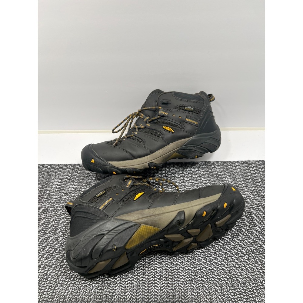 KEEN Lansing Mid Work Boots Black Waterproof Steel Toe Utility Mens Sz 11 D
